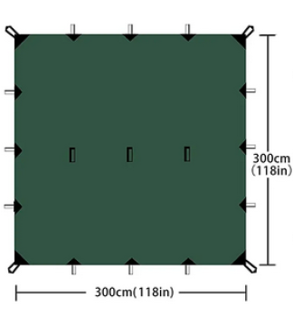 Tarp 3x3 Meter 10 Feet Ripstop Wasserdicht Zelt Plane Survival Ultraleicht Schlaufen Bushcraft