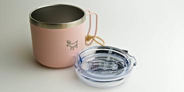 Stylische Retro tasse Emaille look mit Deckel edelstahl isolierend