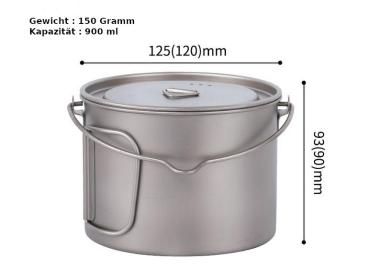 Topf Becher Titan 900 ml ultraleicht Wandern Kochen Maße