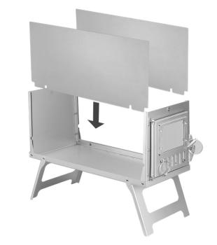 Zeltofen, Titanofen, tragbarer Ofen, Outdoor-Kocher, Camping-Ofen, mobile Koch- und Wärmequelle, leichter Zeltofen, robustes Titan, Sicherheitshinweise, Outdoor-Ausrüstung, Campingzubehör, Kochen im Freien, Survival-Kocher.