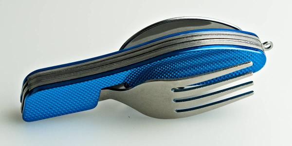 4 in 1 Besteck set Camping Edelstahl Alu wandern kompakt