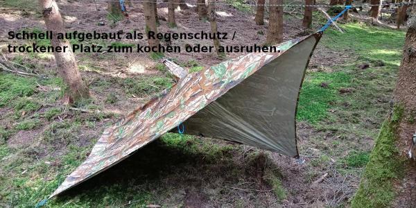 Aufbau Beispiel 210 t Polyester Poncho Tarp Notfall Regenschutz Plane