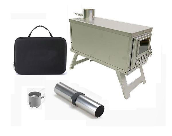 Zeltofen, Titanofen, tragbarer Ofen, Outdoor-Kocher, Camping-Ofen, mobile Koch- und Wärmequelle, leichter Zeltofen, robustes Titan, Sicherheitshinweise, Outdoor-Ausrüstung, Campingzubehör, Kochen im Freien, Survival-Kocher.
